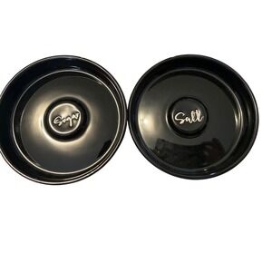 Salt and Sugar Cellar rimmer containers Black Ceramic Set of 2